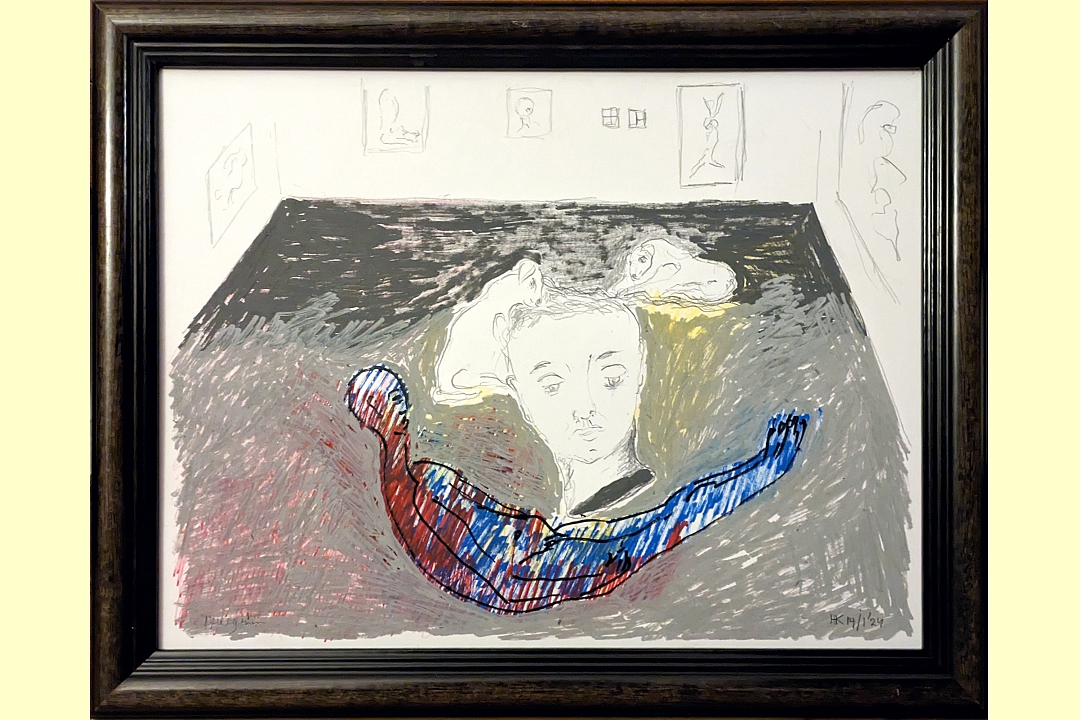 The thoughts are consoled 36x48cm pencil, Posca pencil on board